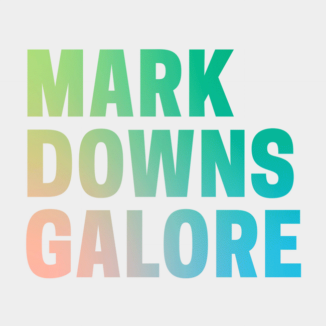In a gray square, a rainbow gradients shifts and swirls within large text that reads 