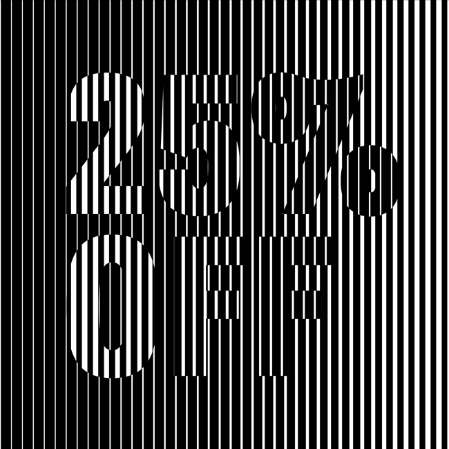 A dizzying black and white striped graphic gif with text 